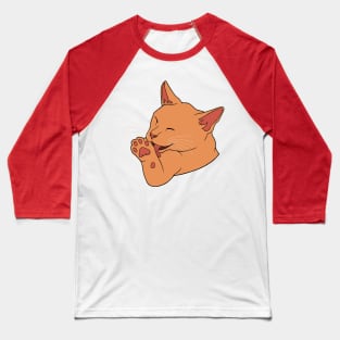 Orange Ginger Cat Licking their Toe Beans Baseball T-Shirt